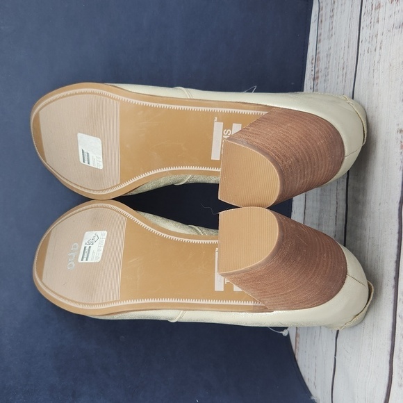 TOMS | NEW Lunata Gold Metallic Heeled Lace Up Booties Academia Size 11 - Picture 7 of 10